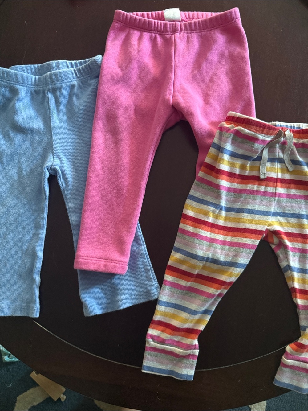 GAP Pink, Light Blue & Multicolor Stripe Girls Leggings Set - 3 Pack